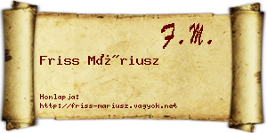 Friss Máriusz névjegykártya